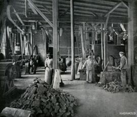  - <p>Employees at Rheinhold & Co. in a large cork storage warehouse:</p>